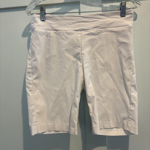 J.McLaughlin Shorts Womens 6 White Bermuda Pull On Stretch Back Pockets Comfort - Picture 3 of 11